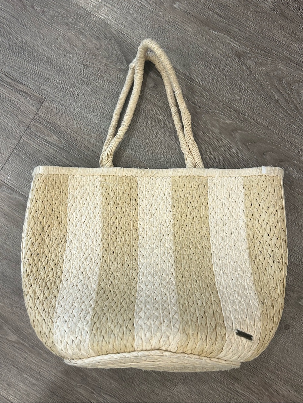Billabong Striped Woven Tote in Cream and Natural
